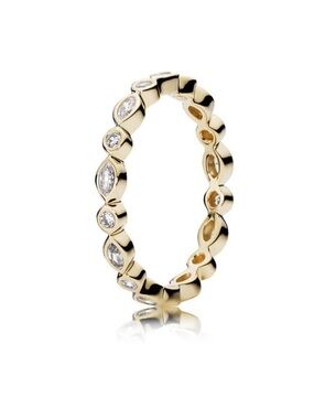 Pandora 14k Gold Marquise & Round CZ Stacking Ring, size: 50 (5)